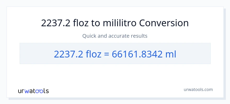 2237.2 mga onsa ng likido patungong mga mililitro na conversion