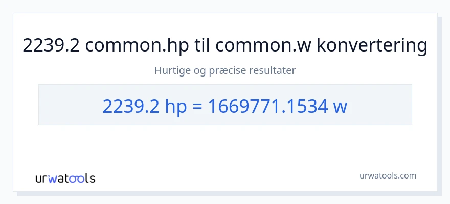 2239.2 hestekræfter til watt konvertering