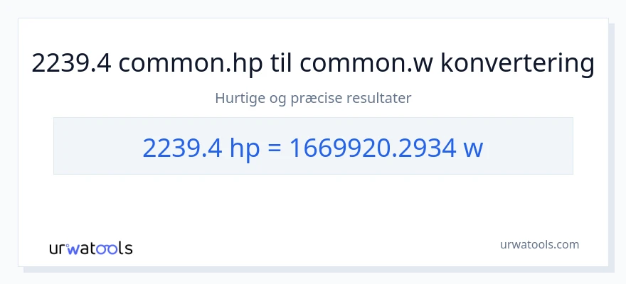 2239.4 hestekræfter til watt konvertering