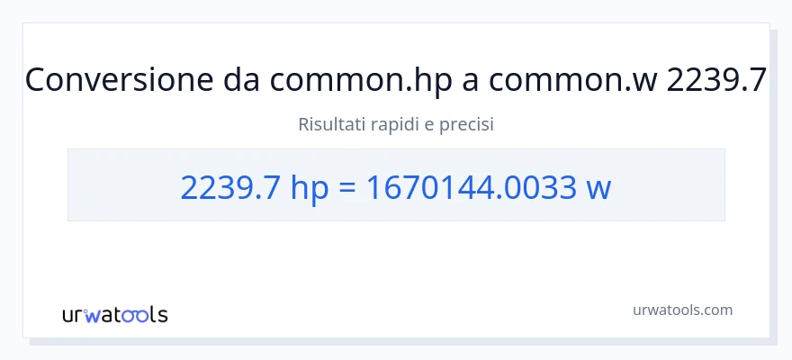 Conversione da 2239.7 potenza a watt
