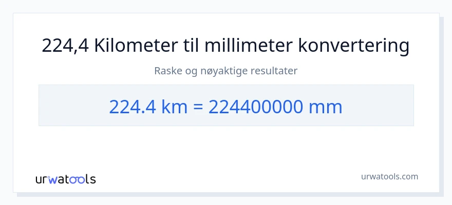 224.4 kilometer til millimeter konvertering