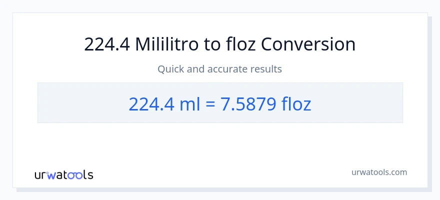 224.4 mga mililitro patungong mga onsa ng likido na conversion