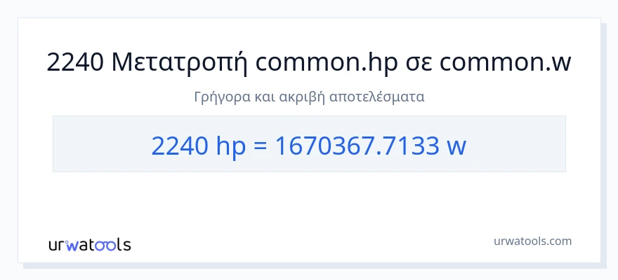 Μετατροπή 2240 ιπποδύναμη σε βατ