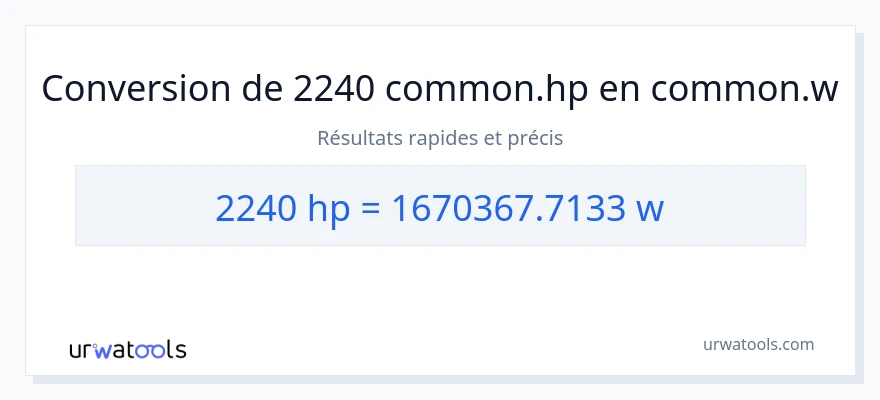 Conversion 2240 chevaux-vapeur vers watts