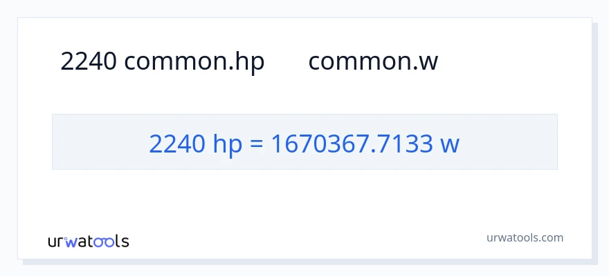 2240 હોર્સપાવર થી વોટ્સ રૂપાંતર