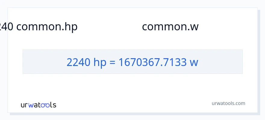 2240 குதிரைத்திறன் இலிருந்து வாட்ஸ் வரை மாற்றம்