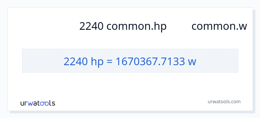 การแปลง 2240 แรงม้า เป็น วัตต์