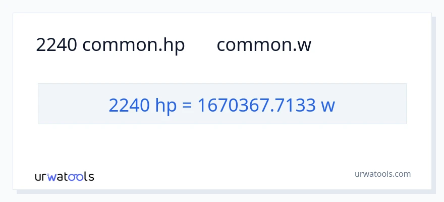 2240 ہارس پاور سے واٹ کی تبدیلی