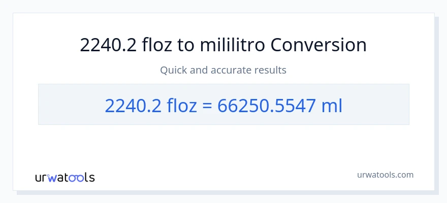2240.2 mga onsa ng likido patungong mga mililitro na conversion