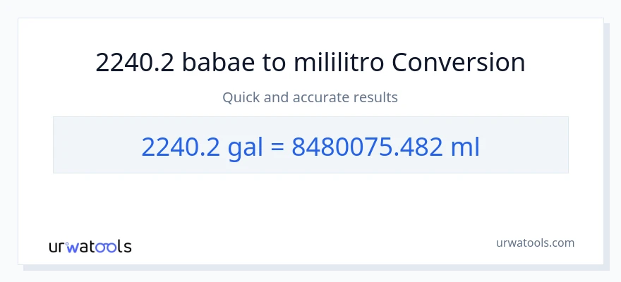 2240.2 Mga galon patungong mga mililitro na conversion