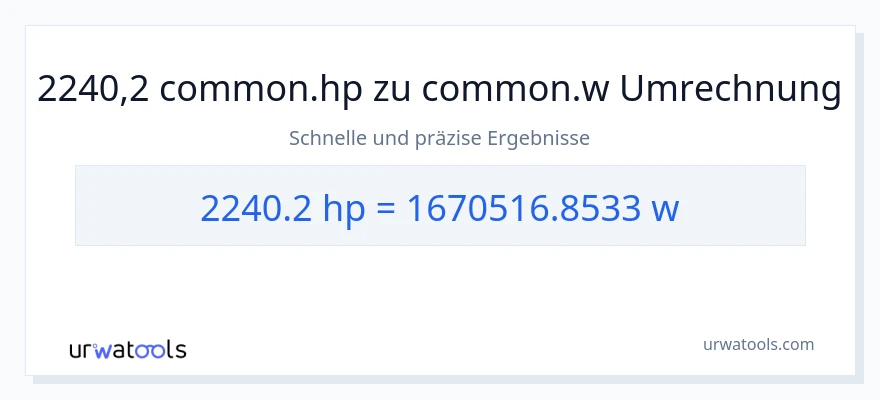 2240.2 PS zu Watt Umwandlung