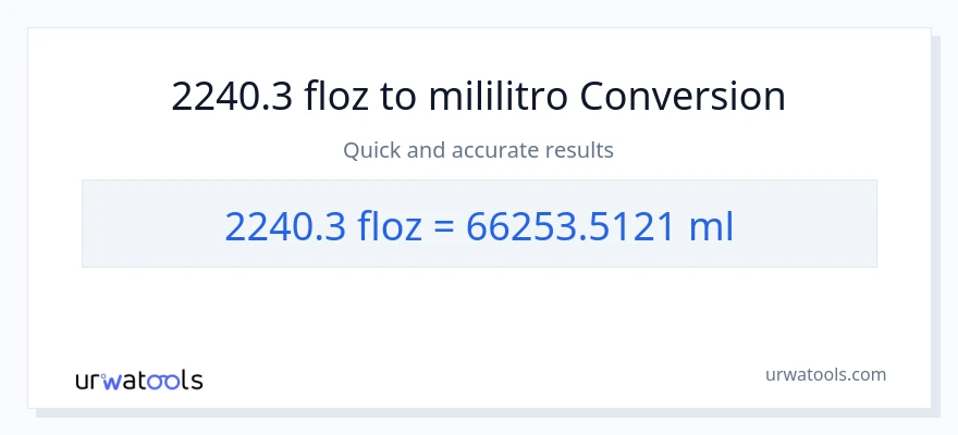 2240.3 mga onsa ng likido patungong mga mililitro na conversion