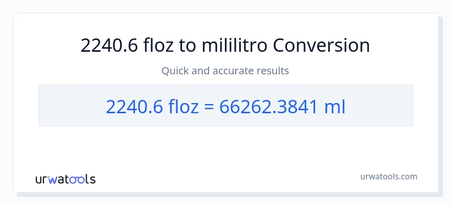 2240.6 mga onsa ng likido patungong mga mililitro na conversion