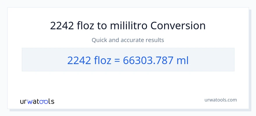 2242 mga onsa ng likido patungong mga mililitro na conversion