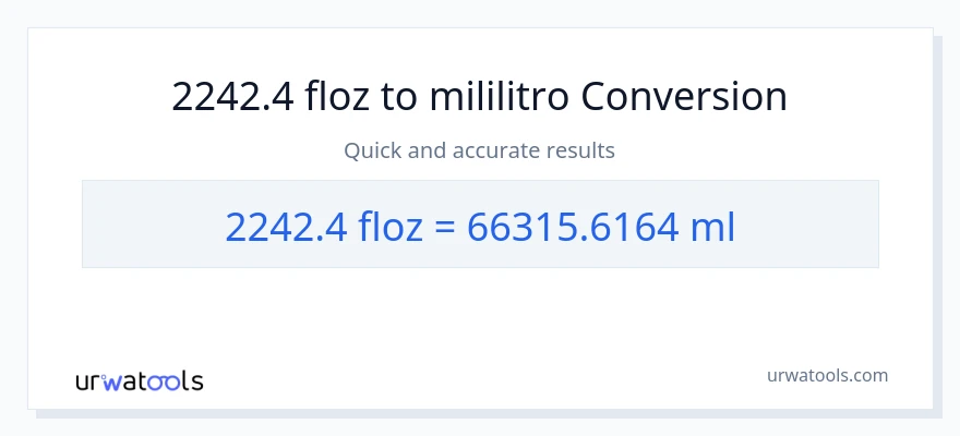 2242.4 mga onsa ng likido patungong mga mililitro na conversion