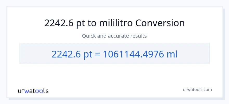 2242.6 Pints patungong mga mililitro na conversion