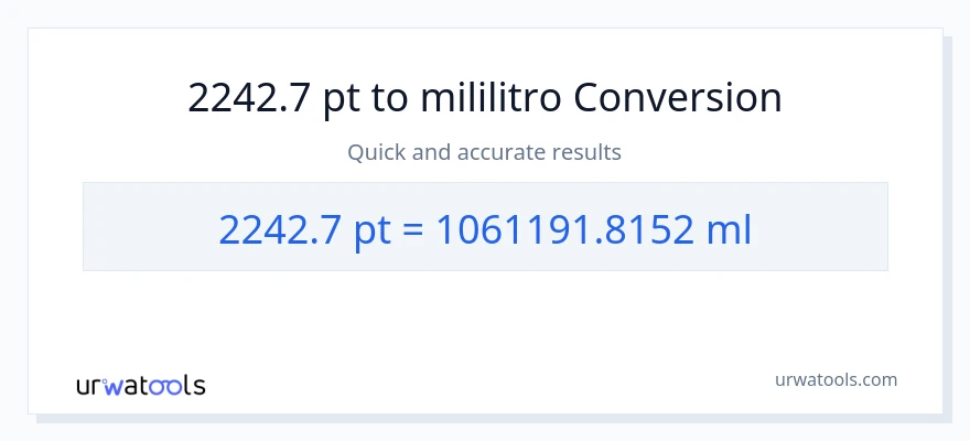 2242.7 Pints patungong mga mililitro na conversion