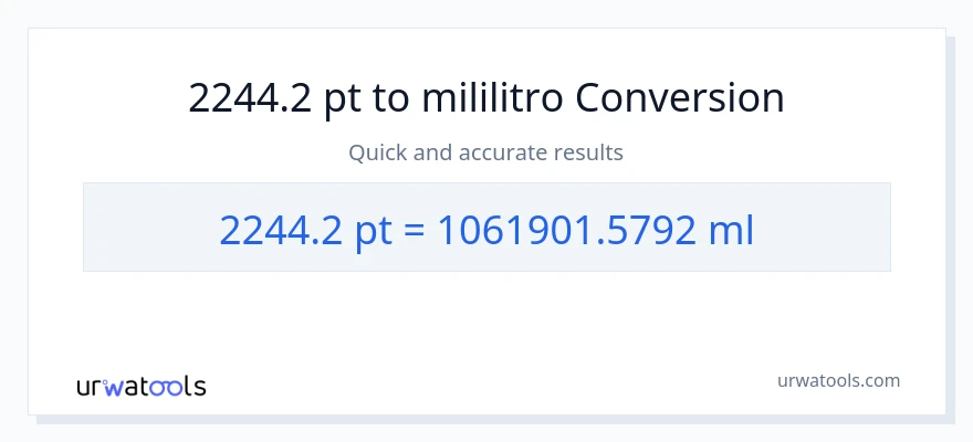 2244.2 Pints patungong mga mililitro na conversion