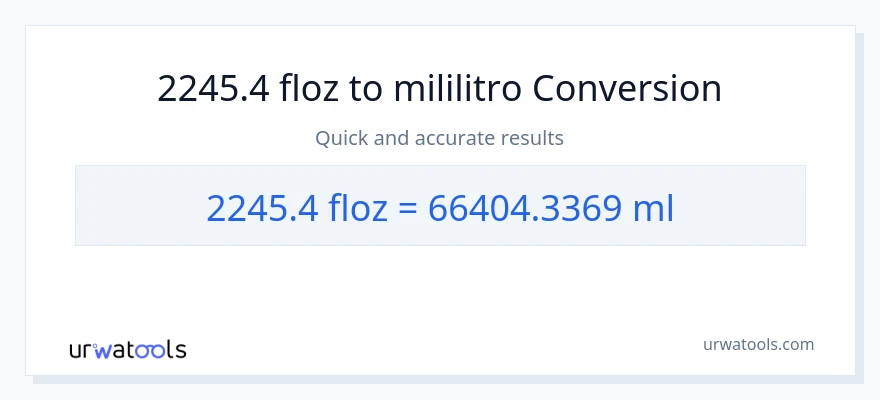 2245.4 mga onsa ng likido patungong mga mililitro na conversion