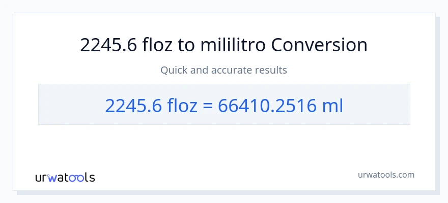 2245.6 mga onsa ng likido patungong mga mililitro na conversion