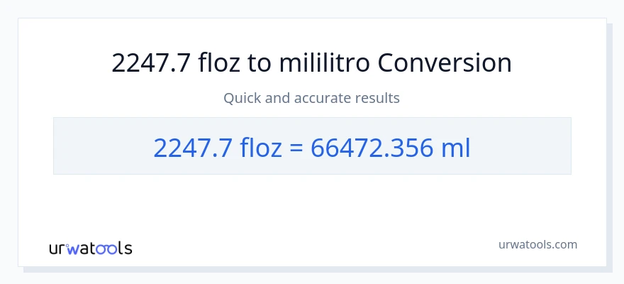 2247.7 mga onsa ng likido patungong mga mililitro na conversion