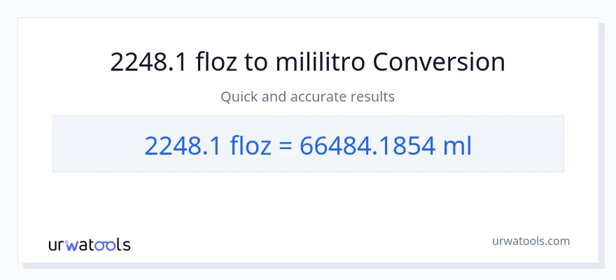 2248.1 mga onsa ng likido patungong mga mililitro na conversion