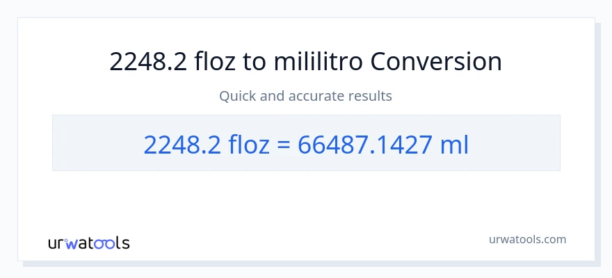 2248.2 mga onsa ng likido patungong mga mililitro na conversion