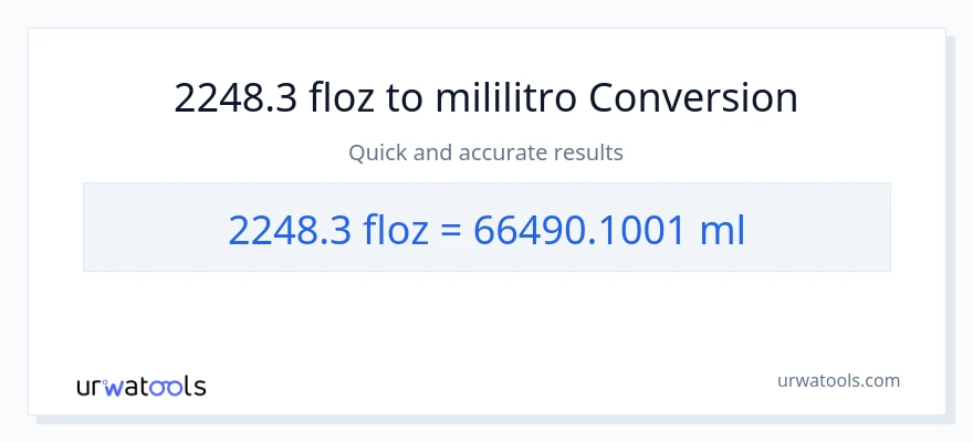 2248.3 mga onsa ng likido patungong mga mililitro na conversion