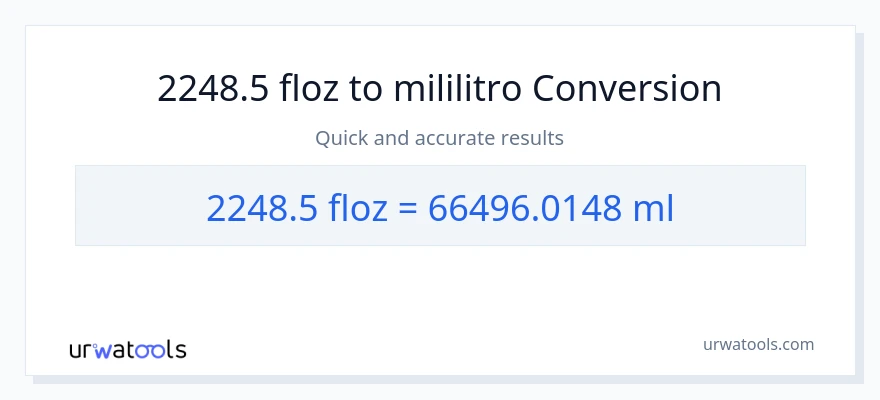 2248.5 mga onsa ng likido patungong mga mililitro na conversion