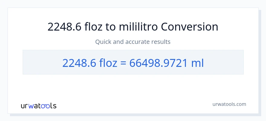 2248.6 mga onsa ng likido patungong mga mililitro na conversion