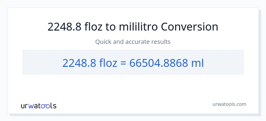 2248.8 mga onsa ng likido patungong mga mililitro na conversion
