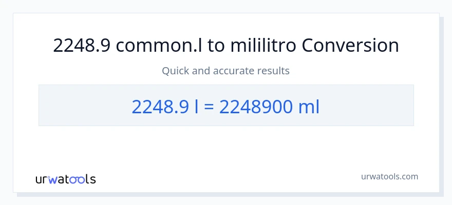 2248.9 Liters patungong mga mililitro na conversion