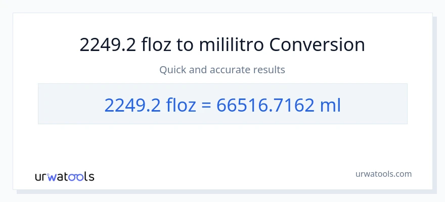 2249.2 mga onsa ng likido patungong mga mililitro na conversion