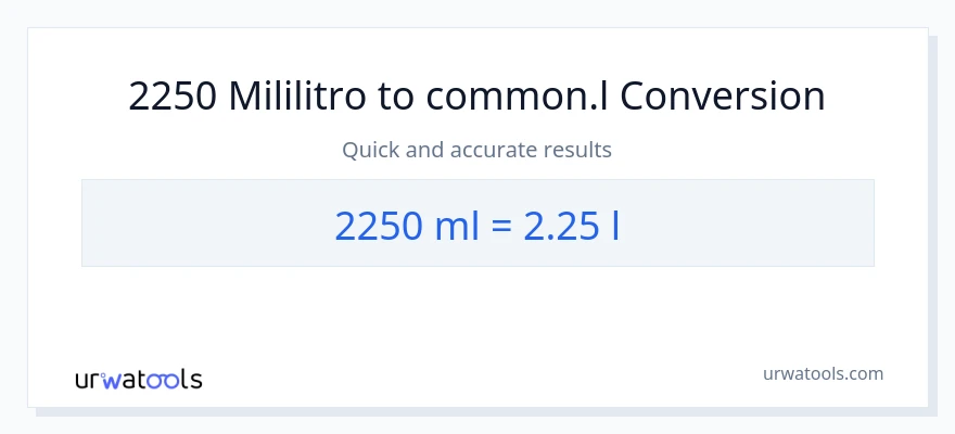 2250 mga mililitro patungong Liters na conversion