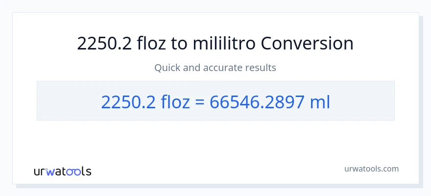 2250.2 mga onsa ng likido patungong mga mililitro na conversion