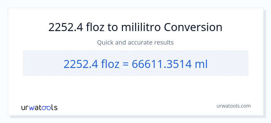 2252.4 mga onsa ng likido patungong mga mililitro na conversion