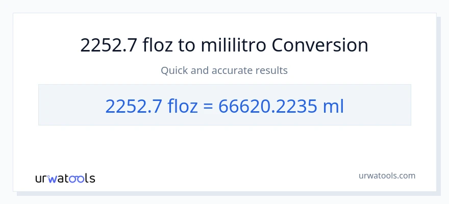 2252.7 mga onsa ng likido patungong mga mililitro na conversion
