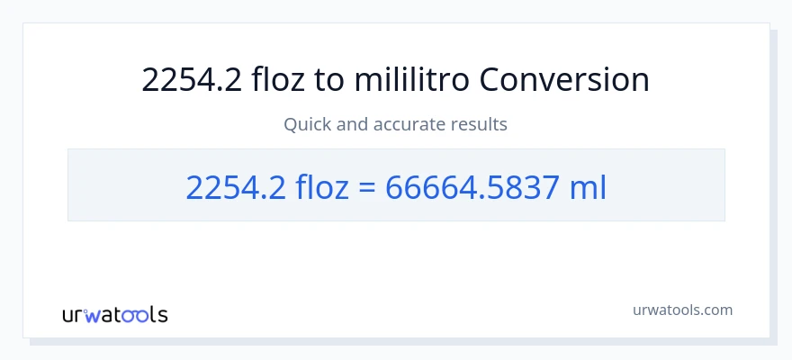 2254.2 mga onsa ng likido patungong mga mililitro na conversion