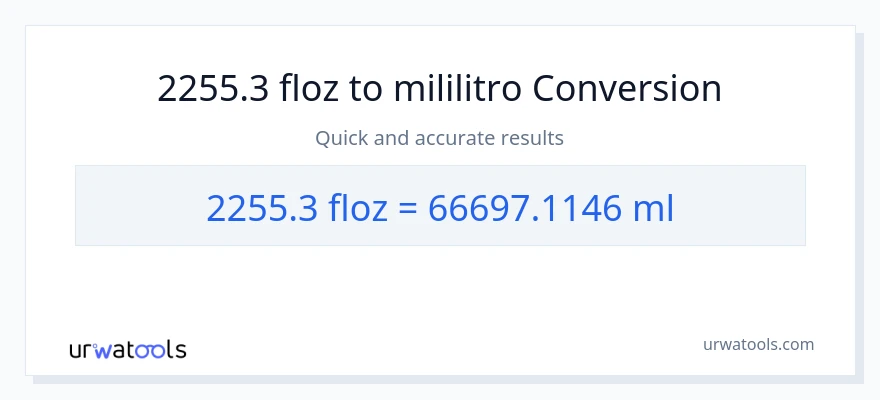 2255.3 mga onsa ng likido patungong mga mililitro na conversion