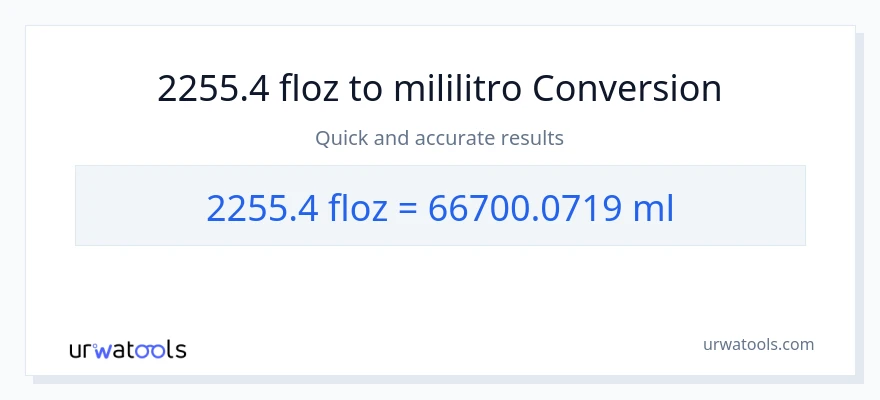 2255.4 mga onsa ng likido patungong mga mililitro na conversion