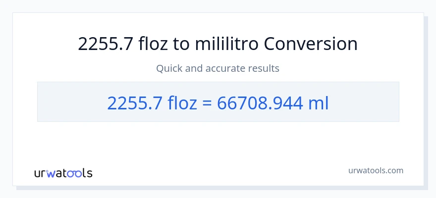 2255.7 mga onsa ng likido patungong mga mililitro na conversion