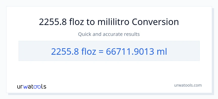 2255.8 mga onsa ng likido patungong mga mililitro na conversion