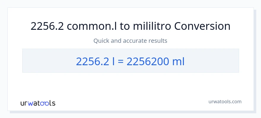 2256.2 Liters patungong mga mililitro na conversion
