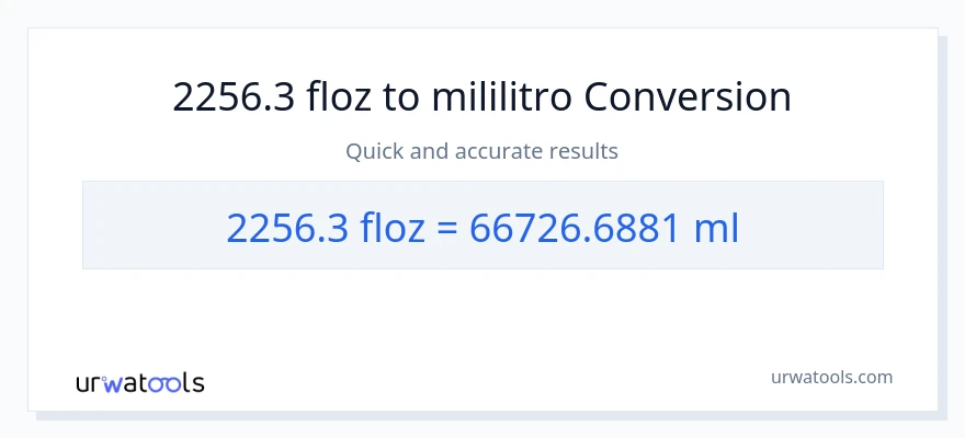 2256.3 mga onsa ng likido patungong mga mililitro na conversion