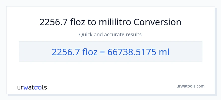 2256.7 mga onsa ng likido patungong mga mililitro na conversion