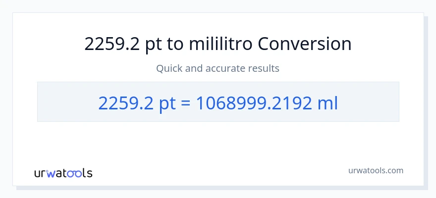 2259.2 Pints patungong mga mililitro na conversion