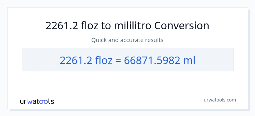 2261.2 mga onsa ng likido patungong mga mililitro na conversion