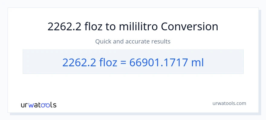 2262.2 mga onsa ng likido patungong mga mililitro na conversion