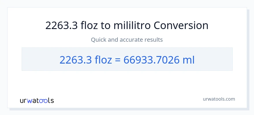 2263.3 mga onsa ng likido patungong mga mililitro na conversion