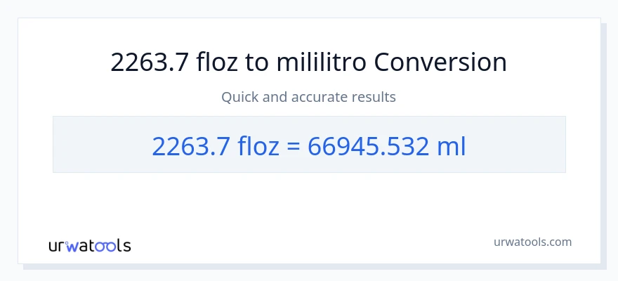 2263.7 mga onsa ng likido patungong mga mililitro na conversion